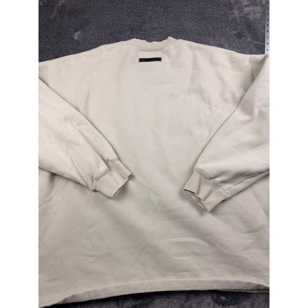 Fear of God Essentials Crewneck Sweatshirt Oatmeal Tan Mens Large FOG Logo - Picture 8 of 9